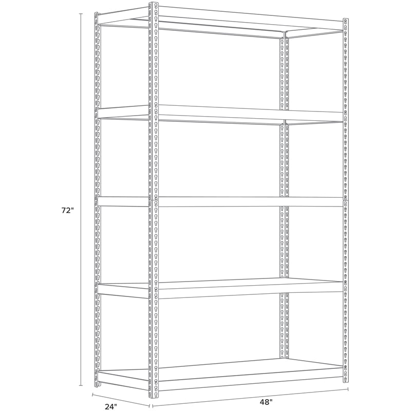 Pemberly Row Iron Horse Riveted Metal Shelving 5-Shelf Unit in Black