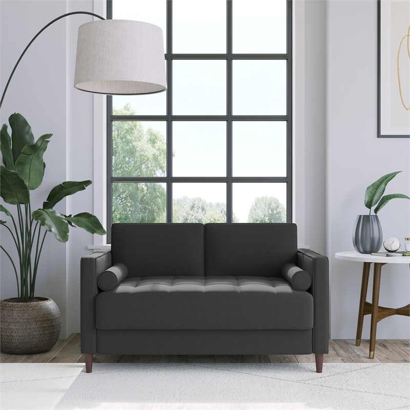 Pemberly Row Modern Loveseat in Heather Gray Fabric Upholstery