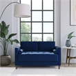 Pemberly Row Contemporary Loveseat in Navy Blue Fabric Upholstery