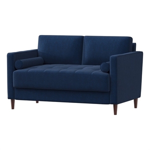 Pemberly Row Contemporary Loveseat in Navy Blue Fabric Upholstery
