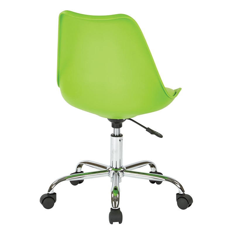 Pemberly Row Office Chair with Pneumatic Chrome Base in Green