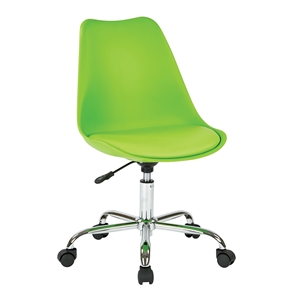Pemberly Row Office Chair with Pneumatic Chrome Base in Green