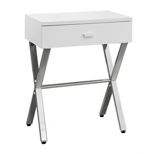Pemberly Row Accent Table Side End Nightstand Lamp Bedroom Metal Glossy White