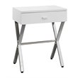 Pemberly Row Accent Table Side End Nightstand Lamp Bedroom Metal Glossy White