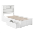 Pemberly Row Twin XL Solid Wood Bed with Storage Drawers in White