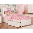 Pemberly Row Twin XL Solid Wood Bed with Storage Drawers in White