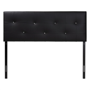 Pemberly Row Faux Leather Tufted King Panel Headboard in Black