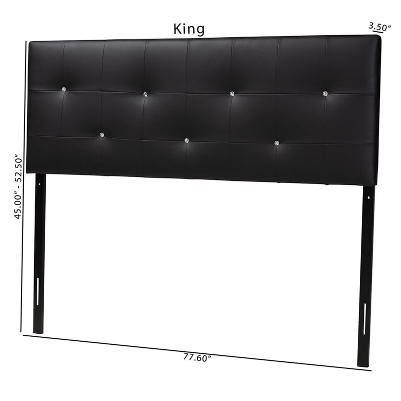 Pemberly Row Faux Leather Tufted King Panel Headboard in Black