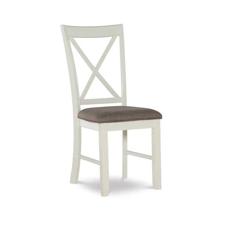 Pemberly Row Wood Set of Two X-Back Dining Side Chairs in Vanilla White