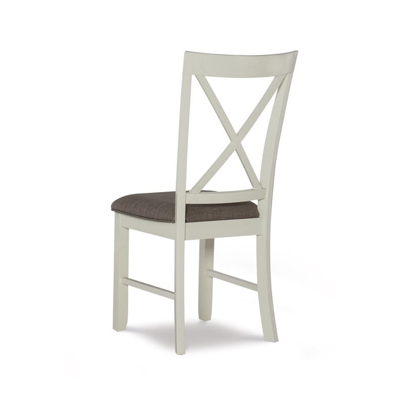 Pemberly Row Wood Set of Two X-Back Dining Side Chairs in Vanilla White