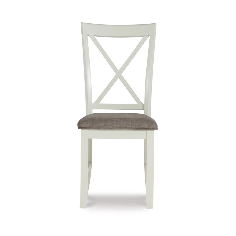 Pemberly Row Wood Set of Two X-Back Dining Side Chairs in Vanilla White