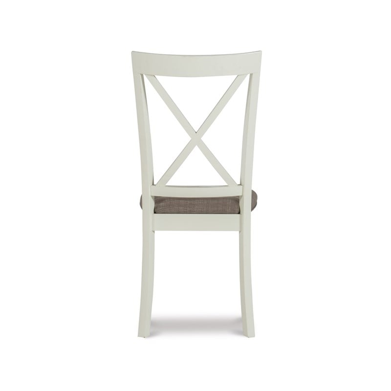 Pemberly Row Wood Set of Two X-Back Dining Side Chairs in Vanilla White