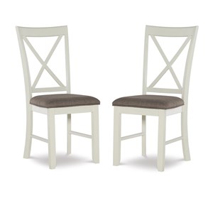 Pemberly Row Wood Set of Two X-Back Dining Side Chairs in Vanilla White