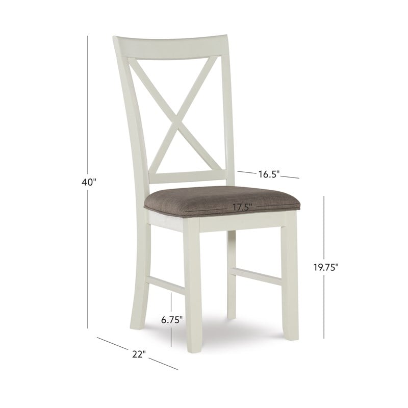 Pemberly Row Wood Set of Two X-Back Dining Side Chairs in Vanilla White