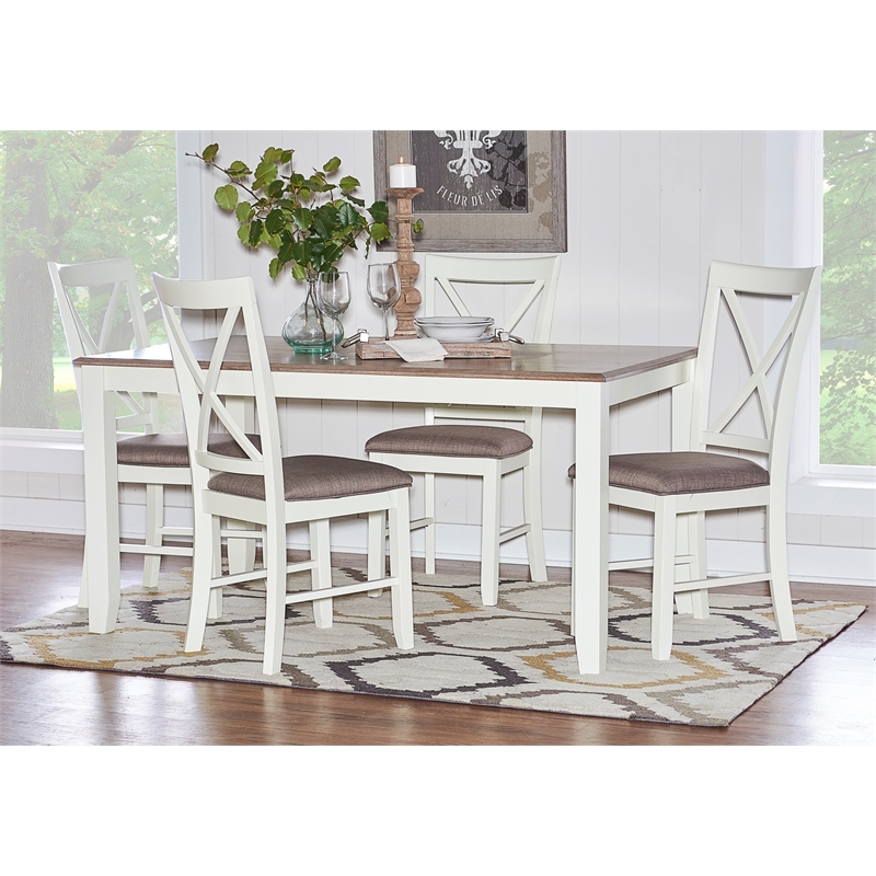 Pemberly Row Wood Set of Two X-Back Dining Side Chairs in Vanilla White
