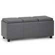 Pemberly Row Contemporary 3 Faux Leather Tray Bench in Stone Gray
