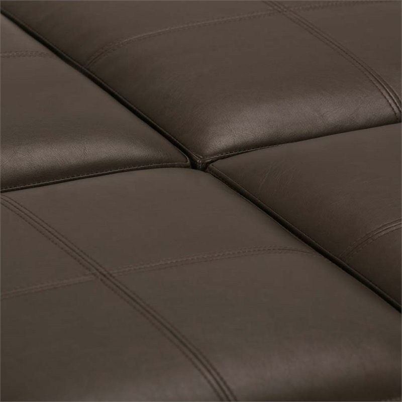 Pemberly Row Modern Square Faux Leather Ottoman in Chocolate Brown