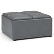 Pemberly Row Modern Square Faux Leather Ottoman in Stone Gray