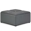 Pemberly Row Modern Square Faux Leather Ottoman in Stone Gray