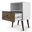 Pemberly Row 1-Drawer Solid Wood End Table in White / Rustic Brown