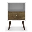 Pemberly Row 1-Drawer Solid Wood End Table in White / Rustic Brown