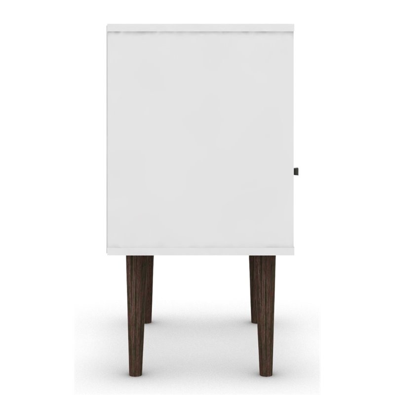 Pemberly Row 1-Drawer Solid Wood End Table in White / Rustic Brown