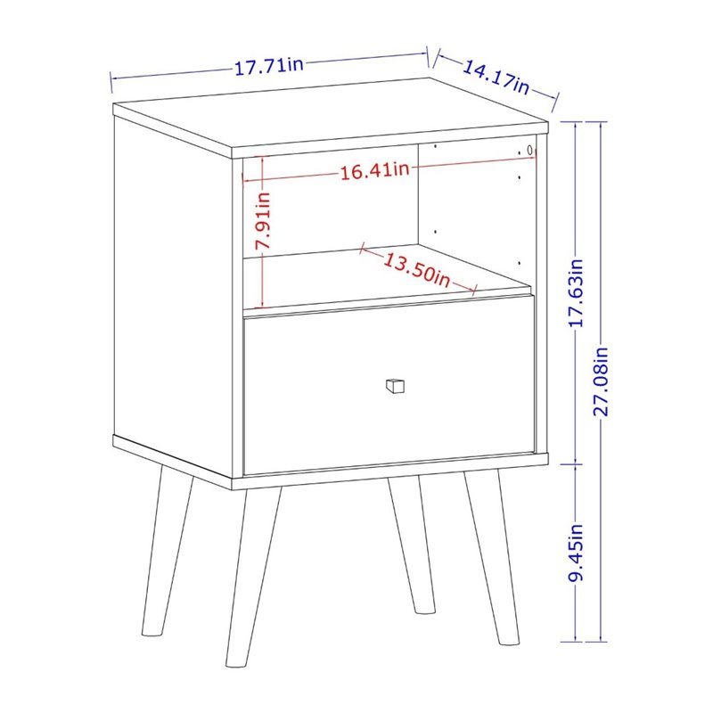 Pemberly Row 1-Drawer Solid Wood End Table in White / Rustic Brown