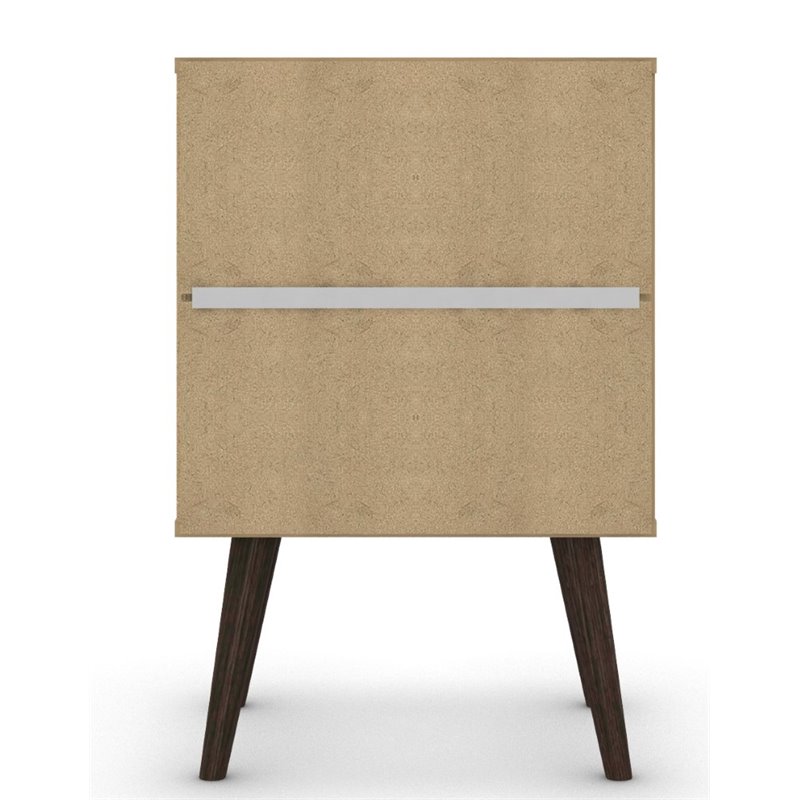 Pemberly Row 1-Drawer Solid Wood End Table in White / Aqua Blue