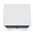 Pemberly Row 1-Drawer Solid Wood End Table in White / Aqua Blue