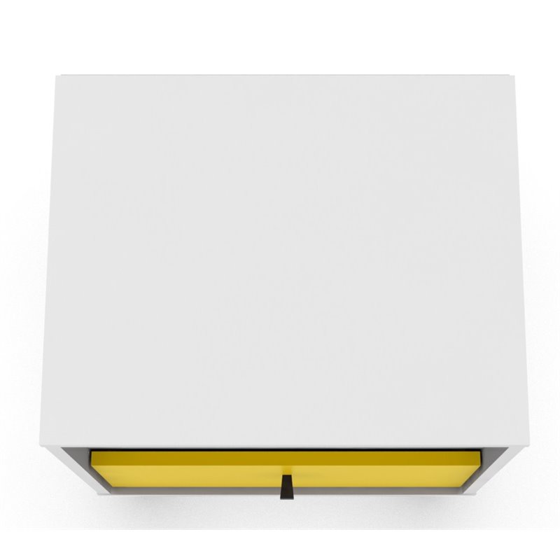 Pemberly Row 1-Drawer Solid Wood End Table in White / Yellow