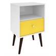 Pemberly Row 1-Drawer Solid Wood End Table in White / Yellow