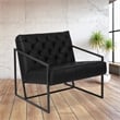 Pemberly Row Upholstered Leather Tufted Accent Chair in Black