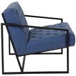 Pemberly Row Upholstered Leather Tufted Accent Chair in Blue
