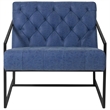 Pemberly Row Upholstered Leather Tufted Accent Chair in Blue