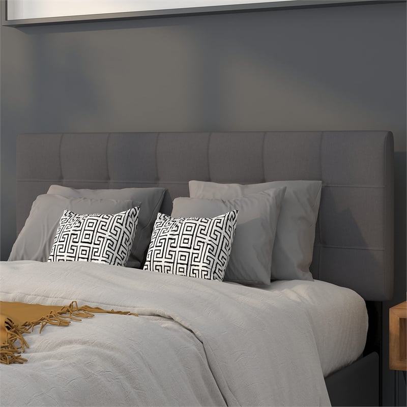 Pemberly Row Modern Tufted Full Panel Headboard in Dark Gray