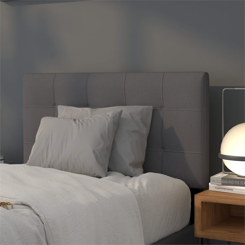 Pemberly Row Bedford Twin Fabric Panel Headboard in Dark Gray
