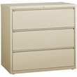 Pemberly Row 42-in Wide Metal 3 Drawer Lateral Filing Cabinet Putty / Beige
