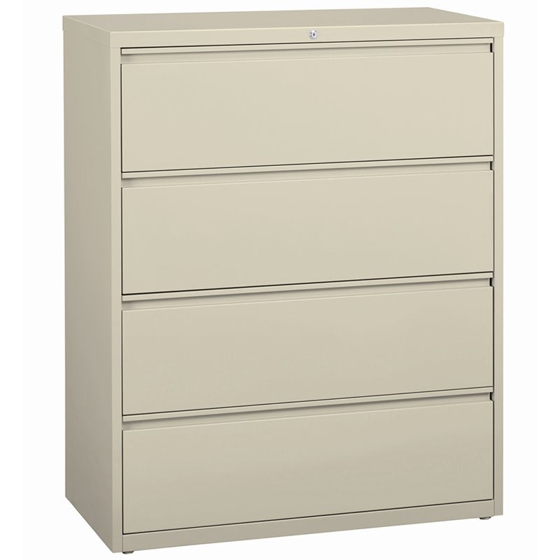 Pemberly Row 42-in Wide Metal 4 Drawer Lateral Filing Cabinet Putty / Beige