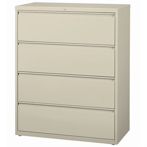 Pemberly Row 42-in Wide Metal 4 Drawer Lateral Filing Cabinet Putty / Beige