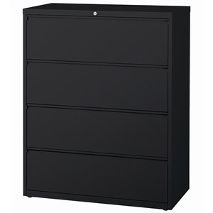 Pemberly Row 42-in Wide Metal 4 Drawer Lateral Filing Cabinet Black