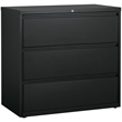 Pemberly Row 42-in Wide Metal 3 Drawer Lateral Filing Cabinet Charcoal