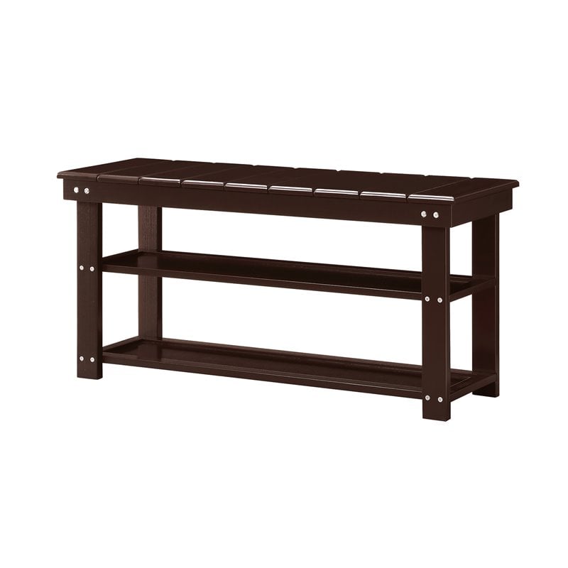 Pemberly Row Modern Utility Mudroom Bench in Espresso Wood Finish