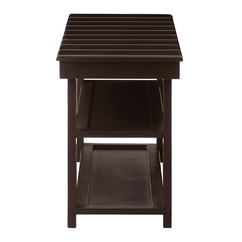 Pemberly Row Modern Utility Mudroom Bench in Espresso Wood Finish