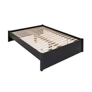 Pemberly Row Contemporary 4 Post Queen Platform Bed in Deep Black
