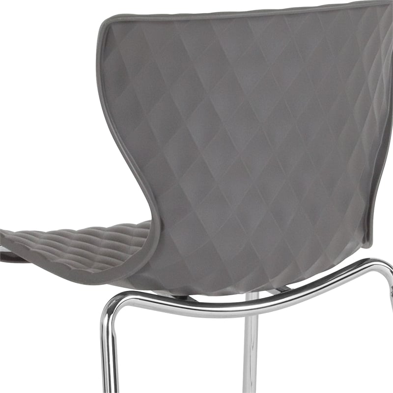 Pemberly Row Contemporary Plastic Dining Side Chair in Gray Finish