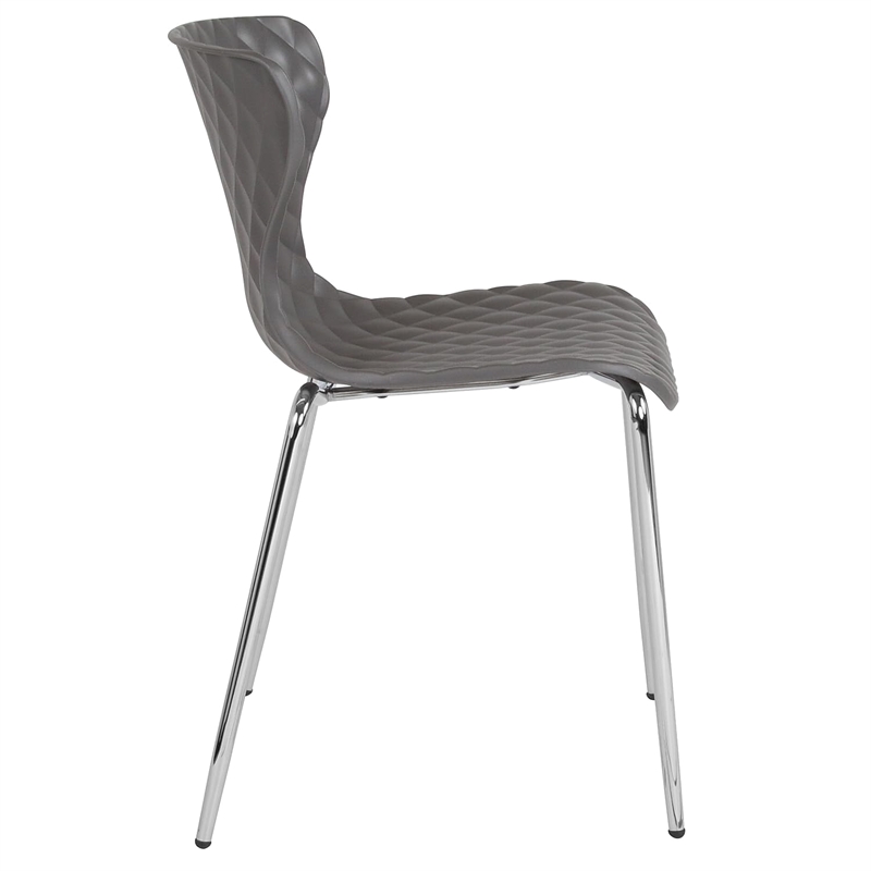 Pemberly Row Contemporary Plastic Dining Side Chair in Gray Finish