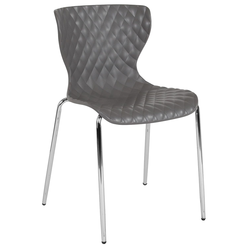 Pemberly Row Contemporary Plastic Dining Side Chair in Gray Finish
