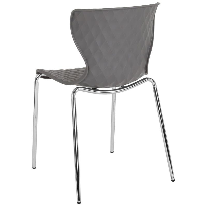 Pemberly Row Contemporary Plastic Dining Side Chair in Gray Finish
