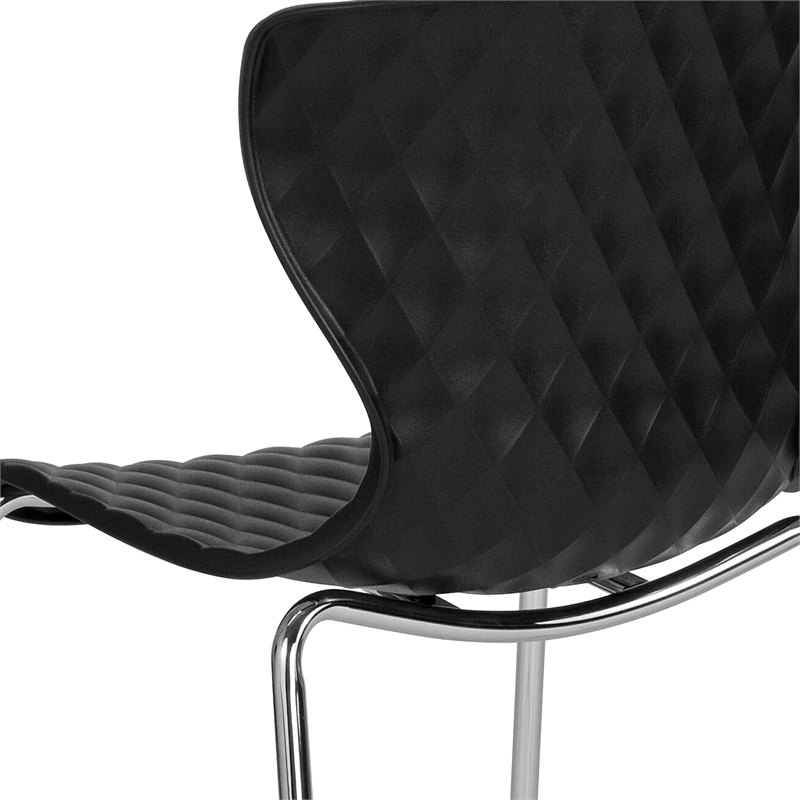 Pemberly Row Modern Plastic Dining Side Chair in Black and Chrome