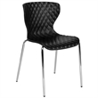 Pemberly Row Modern Plastic Dining Side Chair in Black and Chrome
